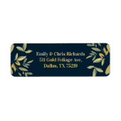 Gold Leaves bruiloft retour label sticker (Voorkant)