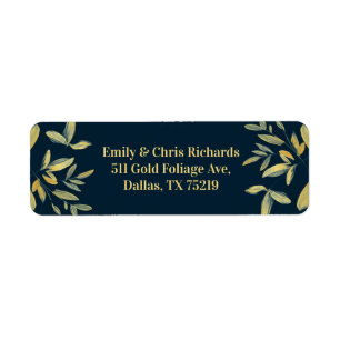 Gold Leaves bruiloft retour label sticker