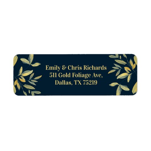 Gold Leaves bruiloft retour label sticker (Voorkant)