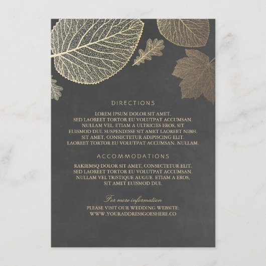 Gold Leaves Chalk Wedding Details - Informatie Informatiekaartje (Voorkant)