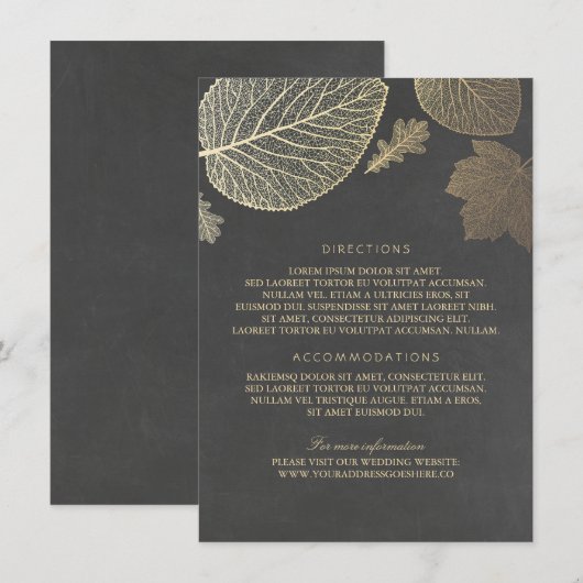 Gold Leaves Chalk Wedding Details - Informatie Informatiekaartje (Voorkant / Achterkant)