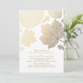 Gold Leaves  Elegant Fall Wedding Kaart (Staand voorkant)