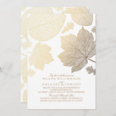 Gold Leaves  Elegant Fall Wedding Kaart (Voorkant / Achterkant)