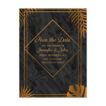 Gold Leaves en Geometric Lijst Save the Date