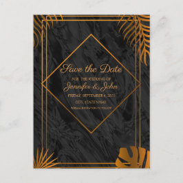 Gold Leaves en Geometric Lijst Save the Date Aankondigingskaart