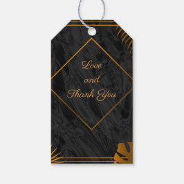 Gold Leaves en Geometric Lijst Tropical Wedding Cadeaulabel