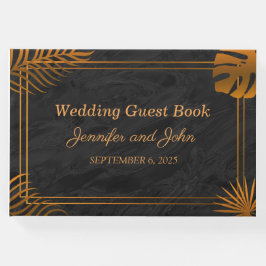 Gold Leaves en Geometric Lijst Tropical Wedding Gastenboek