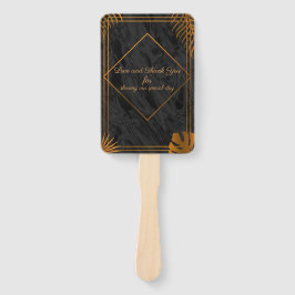 Gold Leaves en Geometric Lijst Tropical Wedding Handwaaier