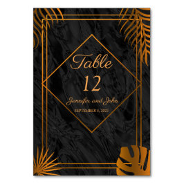 Gold Leaves en Geometric Lijst Tropical Wedding Kaart