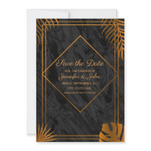 Gold Leaves en Geometric Lijst Tropical Wedding