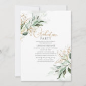 Gold Leaves Eucalyptus Greenery Cute Afstuderen Kaart (Voorkant)