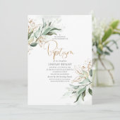 Gold Leaves Eucalyptus Greenery Cute Baptisme Kaart (Staand voorkant)