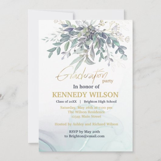 Gold Leaves Eucalyptus Nursing School Afstuderen I Kaart (Voorkant)