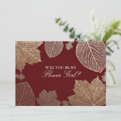 Gold Leaves Fall Wedding Bloemenmeisje Kaart (Staand voorkant)