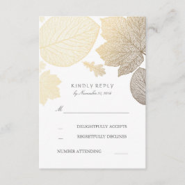 Gold Leaves Fall Wedding RSVP-kaarten RSVP Kaartje