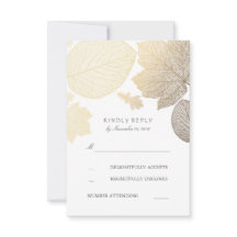 Gold Leaves Fall Wedding RSVP-kaarten