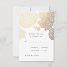 Gold Leaves Fall Wedding RSVP-kaarten RSVP Kaartje