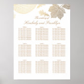 Gold Leaves Fall Wedding Seating Chart Poster (Voorkant)