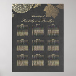 Gold Leaves Fall Wedding Seating Chart Poster