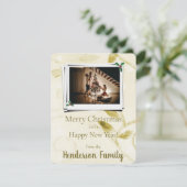 Gold Leaves Flat Holiday-fotokaart Feestdagenkaart (Staand voorkant)