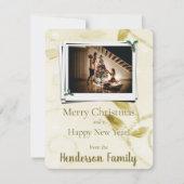 Gold Leaves Flat Holiday-fotokaart Feestdagenkaart (Voorkant)