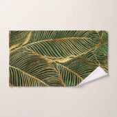 Gold Leaves Forest Green Elegant Pattern Bad Handdoek (Handdoek)