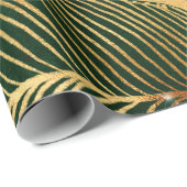Gold Leaves Forest Green Elegant Pattern Cadeaupapier (Rol Hoek)