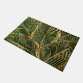 Gold Leaves Forest Green Elegant Pattern Deurmat (Schuin)