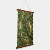 Gold Leaves Forest Green Elegant Pattern Hangend Wandkleed (Gebogen)