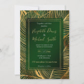 Gold Leaves Forest Green Elegant Pattern Kaart (Voorkant)