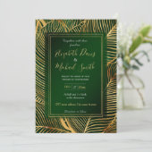 Gold Leaves Forest Green Elegant Pattern Kaart (Staand voorkant)
