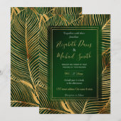 Gold Leaves Forest Green Elegant Pattern Kaart (Voorkant / Achterkant)
