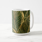 Gold Leaves Forest Green Elegant Pattern Koffiemok (Voorkant rechts)