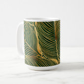 Gold Leaves Forest Green Elegant Pattern Koffiemok (Voorkant links)
