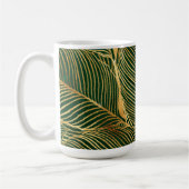 Gold Leaves Forest Green Elegant Pattern Koffiemok (Links)