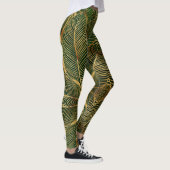 Gold Leaves Forest Green Elegant Pattern Leggings (Rechts)