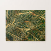 Gold Leaves Forest Green Elegant Pattern Legpuzzel (Horizontaal)