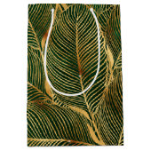 Gold Leaves Forest Green Elegant Pattern Medium Cadeauzakje (Voorkant)
