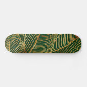 Gold Leaves Forest Green Elegant Pattern Persoonlijk Skateboard (Horizontaal)