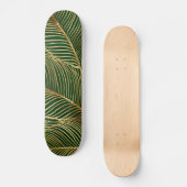 Gold Leaves Forest Green Elegant Pattern Persoonlijk Skateboard (Voorkant)