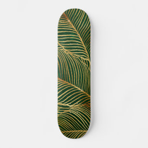 Gold Leaves Forest Green Elegant Pattern Persoonlijk Skateboard