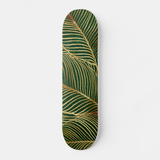 Gold Leaves Forest Green Elegant Pattern Persoonlijk Skateboard (Voorkant)