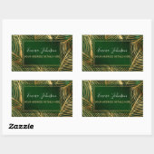 Gold Leaves Forest Green Elegant Pattern Rechthoekige Sticker (Vel)