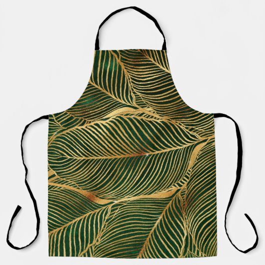 Gold Leaves Forest Green Elegant Pattern Schort (Voorkant)