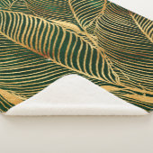 Gold Leaves Forest Green Elegant Pattern Sherpa Deken (3/4)
