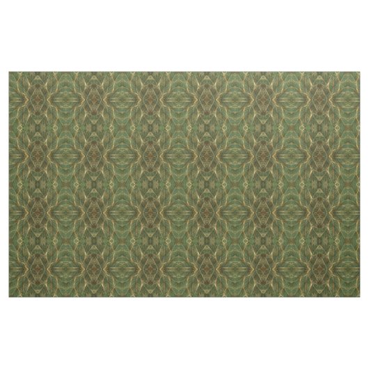 Gold Leaves Forest Green Elegant Pattern Stof (Yard (91,4 cm))