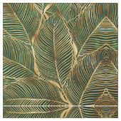 Gold Leaves Forest Green Elegant Pattern Stof (Close Up)