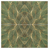Gold Leaves Forest Green Elegant Pattern Stof (Swatch)