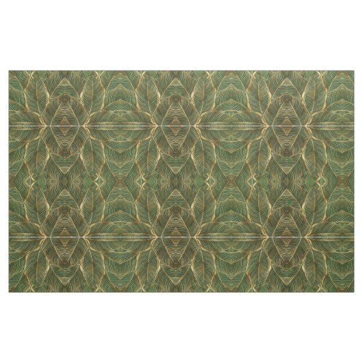 Gold Leaves Forest Green Elegant Pattern Stof (Fat Quarter)
