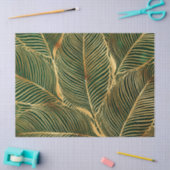 Gold Leaves Forest Green Elegant Pattern Tissuepapier (Craft)